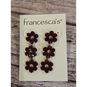 Francesca's Earrings - One Size - Maroon dangle flowers new (153)